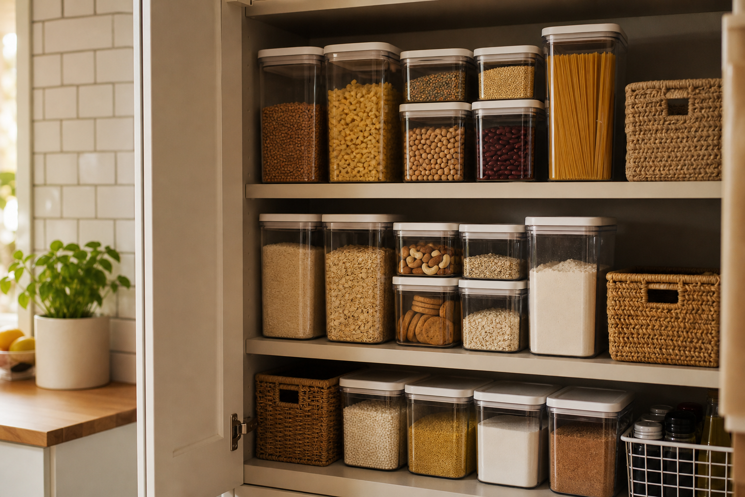 Small kitchen cabinet organizers and clear bins